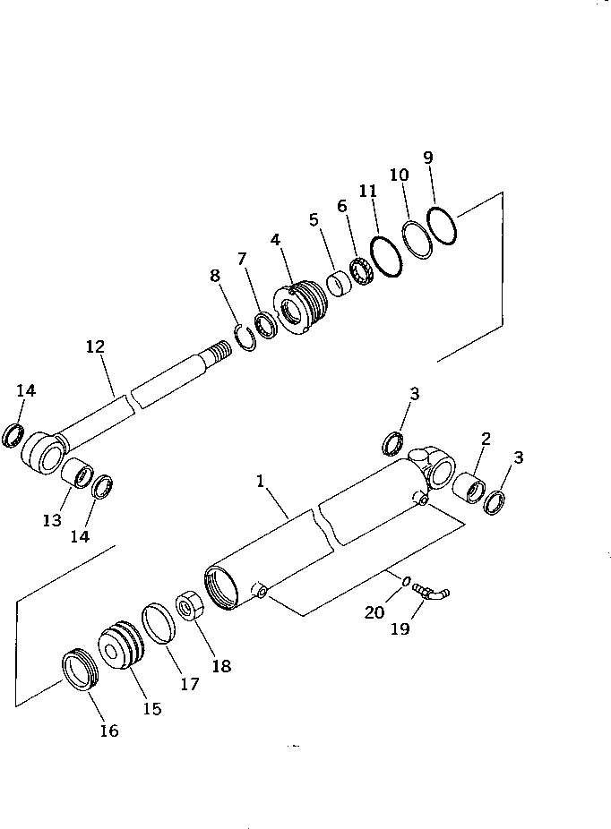 Схема запчастей Komatsu PC28UD-2 - ЦИЛИНДР РУКОЯТИ(ВНУТР. ЧАСТИ) ОСНОВН. КОМПОНЕНТЫ И РЕМКОМПЛЕКТЫ