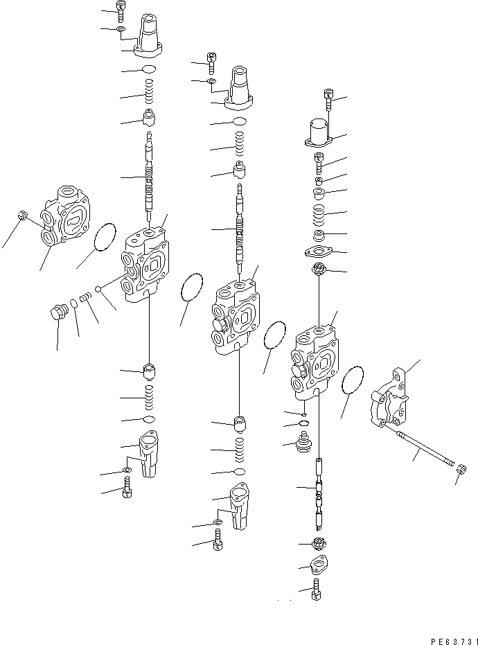 Схема запчастей Komatsu PC28UD-2 - ОСНОВН. КЛАПАН (/)(№8-) ОСНОВН. КОМПОНЕНТЫ И РЕМКОМПЛЕКТЫ