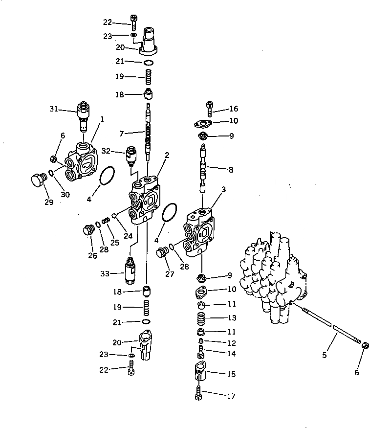Схема запчастей Komatsu PC28UD-2 - ОСНОВН. КЛАПАН (/) ОСНОВН. КОМПОНЕНТЫ И РЕМКОМПЛЕКТЫ