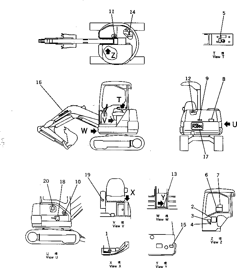 Схема запчастей Komatsu PC28UG-2 - МАРКИРОВКА (JIS PATTERN)(№7798-) МАРКИРОВКА