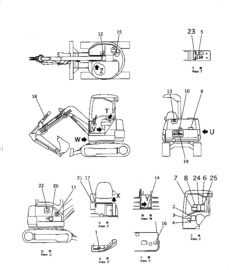Схема запчастей Komatsu PC28UU-2 - МАРКИРОВКА (KOMATSU PATTERN) (ДЛЯ FOUR СИСТЕМА СПЕЦ-Я.) МАРКИРОВКА