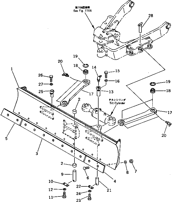 Схема запчастей Komatsu PC28UU-1 - НАКЛОНЯЕМ. МЕХАНИЧ. ОТВАЛ С ИЗМ. УГЛОМ ПОВОРОТА (/)(№-) РАБОЧЕЕ ОБОРУДОВАНИЕ