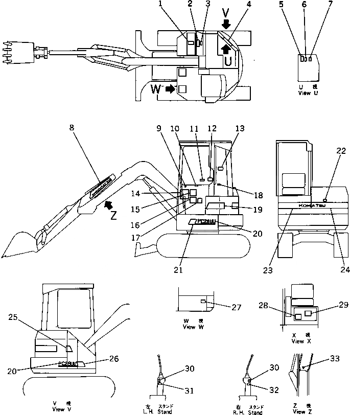 Схема запчастей Komatsu PC28UU-1 - МАРКИРОВКА (ДЛЯ НАВЕСА) (ДЛЯ WAY УПРАВЛ-Е) (ЯПОН.)(№-) МАРКИРОВКА¤ ИНСТРУМЕНТ И РЕМКОМПЛЕКТЫ