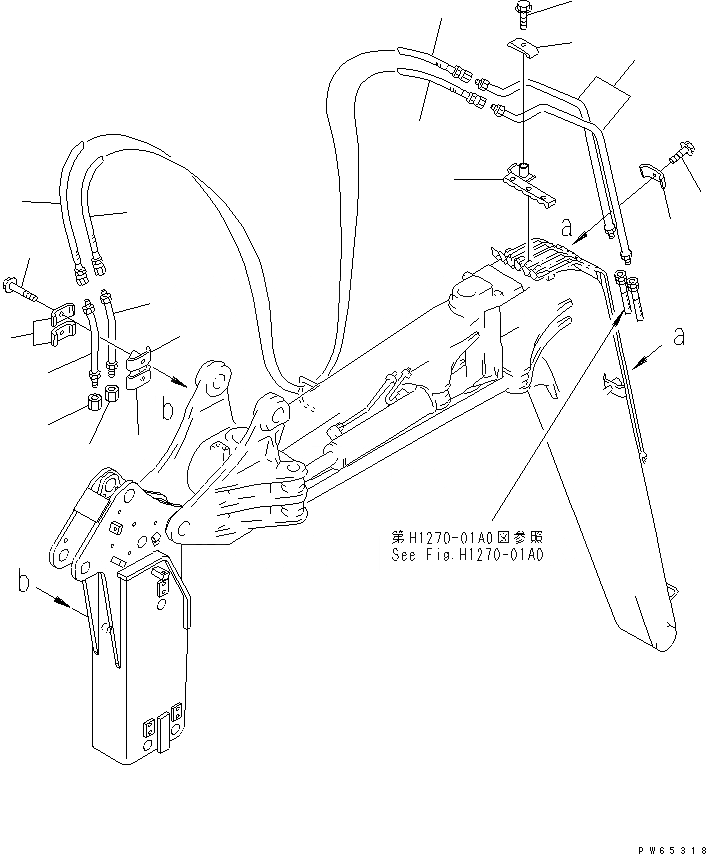 Схема запчастей Komatsu PC28UU-2 - СТРЕЛА (/) (ГИДРОЛИНИЯ) (ДЛЯ МОЛОТА) РАБОЧЕЕ ОБОРУДОВАНИЕ