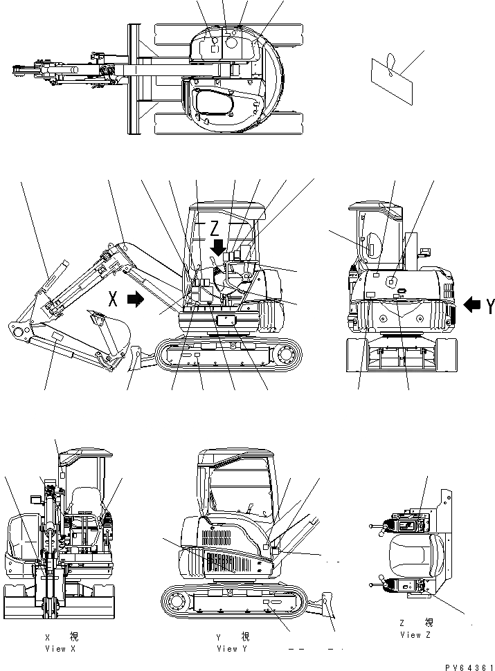 Схема запчастей Komatsu PC28UU-3 - МАРКИРОВКА (НАВЕС СПЕЦ-Я.) МАРКИРОВКА