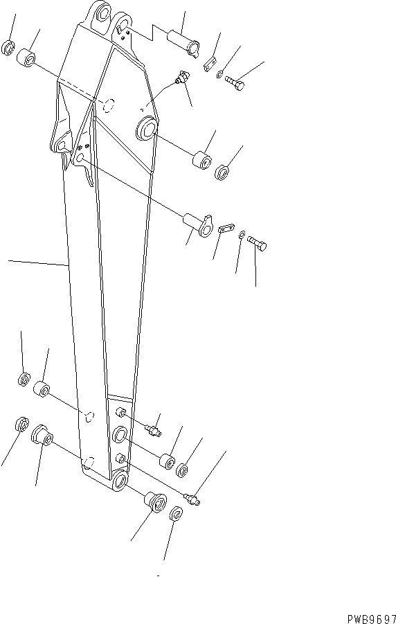 Схема запчастей Komatsu PC290LC-6K - РУКОЯТЬ (.M) РАБОЧЕЕ ОБОРУДОВАНИЕ