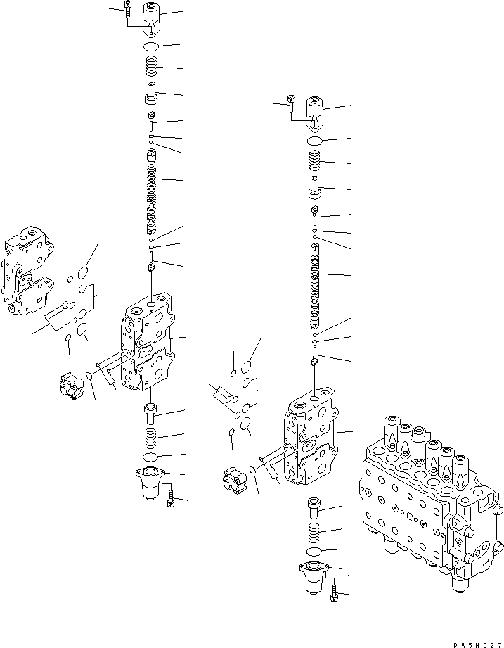 Схема запчастей Komatsu PC290LC-6K - ОСНОВН. КЛАПАН (-АКТУАТОР) (/) ОСНОВН. КОМПОНЕНТЫ И РЕМКОМПЛЕКТЫ