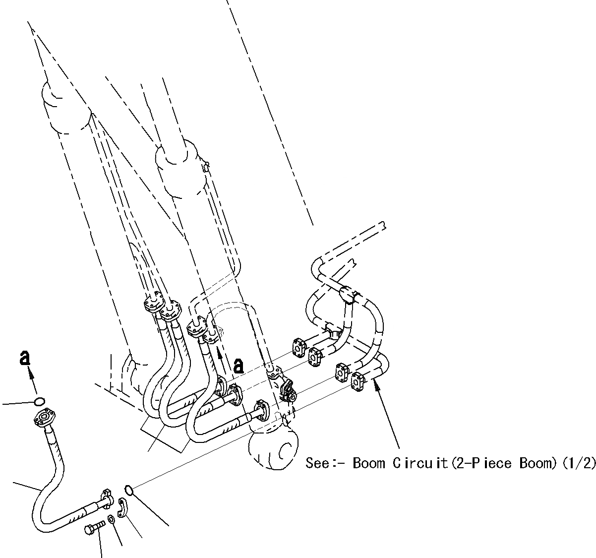Схема запчастей Komatsu PC290LC-8K - СТРЕЛА КОНТУР (2-СЕКЦИОНН. СТРЕЛА) (/) H ГИДРАВЛИКА