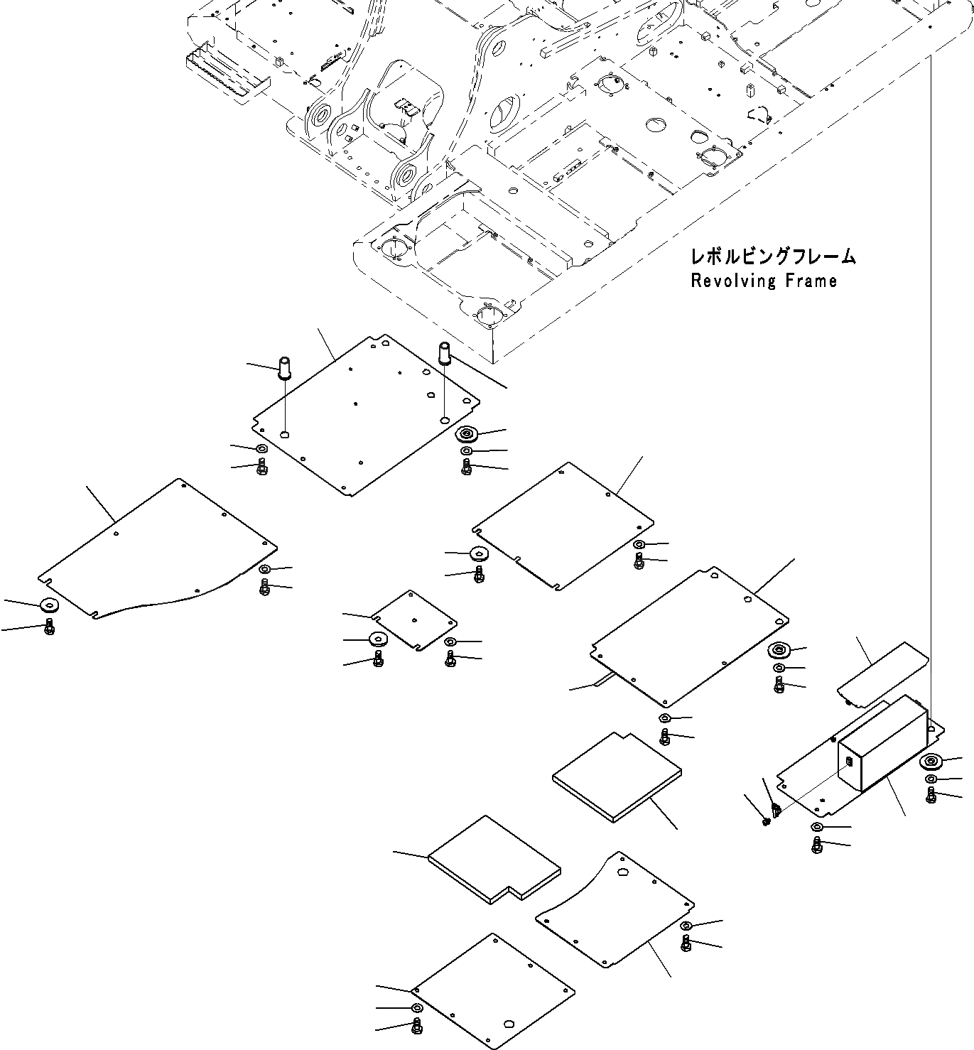 Схема запчастей Komatsu PC290LC-8K - НИЖН. КРЫШКА, ДЛЯ MACHINE С ТОПЛИВН. REFILL НАСОС M ЧАСТИ КОРПУСАS И КРЫШКИ