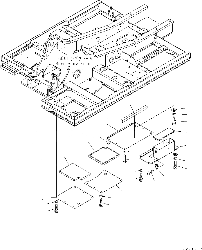 Схема запчастей Komatsu PC290LC-7K - НИЖН. КРЫШКА (ОСНОВНАЯ РАМА) (/) ЧАСТИ КОРПУСА