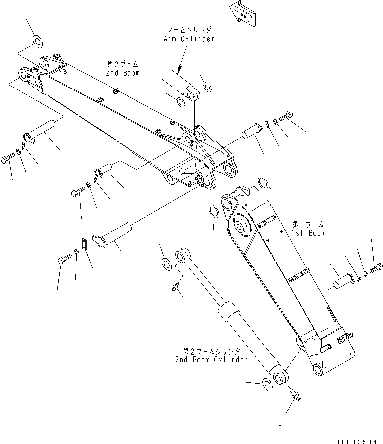 Схема запчастей Komatsu PC290LC-7K - 2 ЧАСТИ СТРЕЛА (СОЕДИНЕНИЕ ПАЛЕЦ) РАБОЧЕЕ ОБОРУДОВАНИЕ