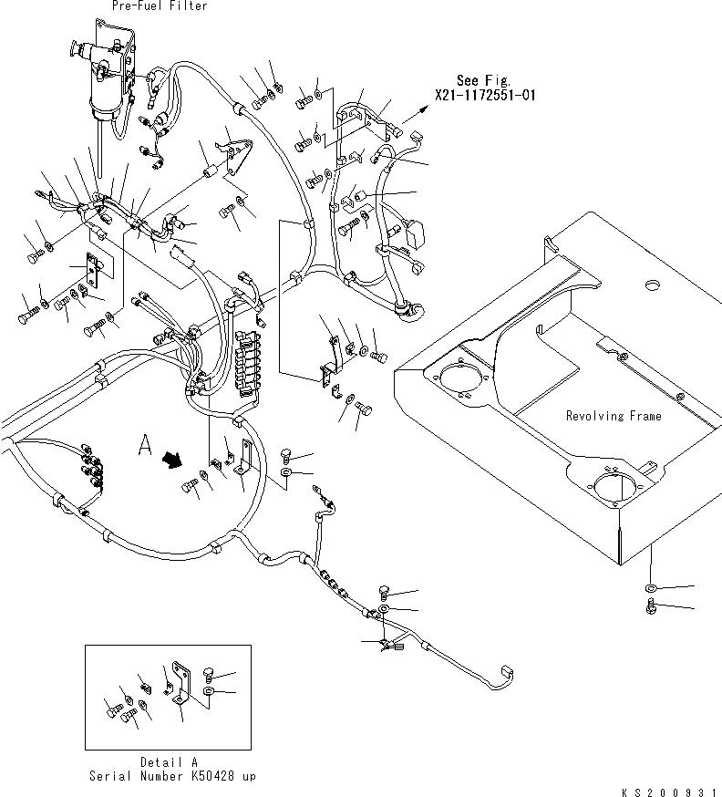 Схема запчастей Komatsu PC290NLC-8K - ЭЛЕКТРИЧ. ЭЛЕКТРОПРОВОДКА (/) E ЭЛЕКТРИКА