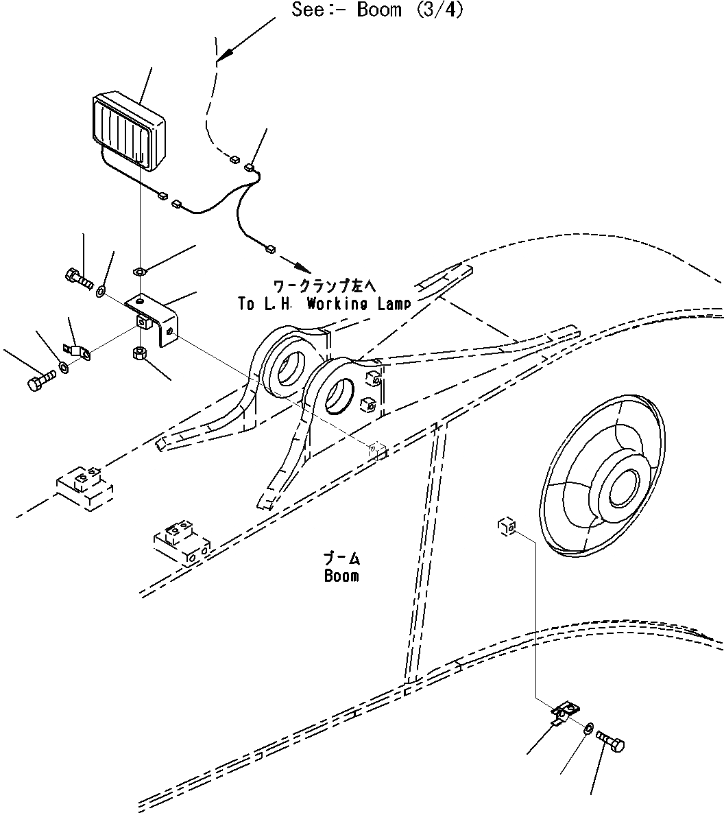 Схема запчастей Komatsu PC290NLC-8K - ДОПОЛН. РАБОЧ.ING LIGHT, КРЕПЛЕНИЕED ON СТРЕЛА, RHS E ЭЛЕКТРИКА