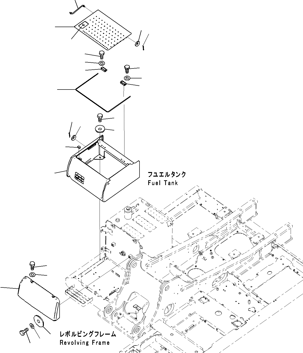 Схема запчастей Komatsu PC290NLC-8K - АККУМУЛЯТОРН. ОТСЕК, ДЛЯ MACHINE С ТОПЛИВН. REFILL НАСОС M ЧАСТИ КОРПУСАS И КРЫШКИ
