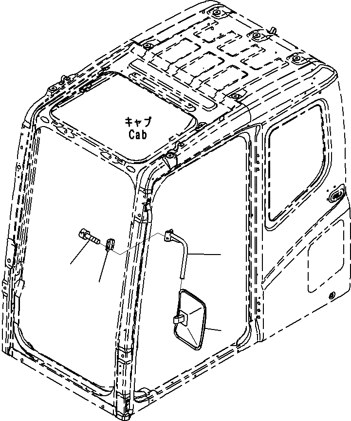 Схема запчастей Komatsu PC290NLC-8K - ЗАДН.VIEW MIRROR, LHS M ЧАСТИ КОРПУСАS И КРЫШКИ