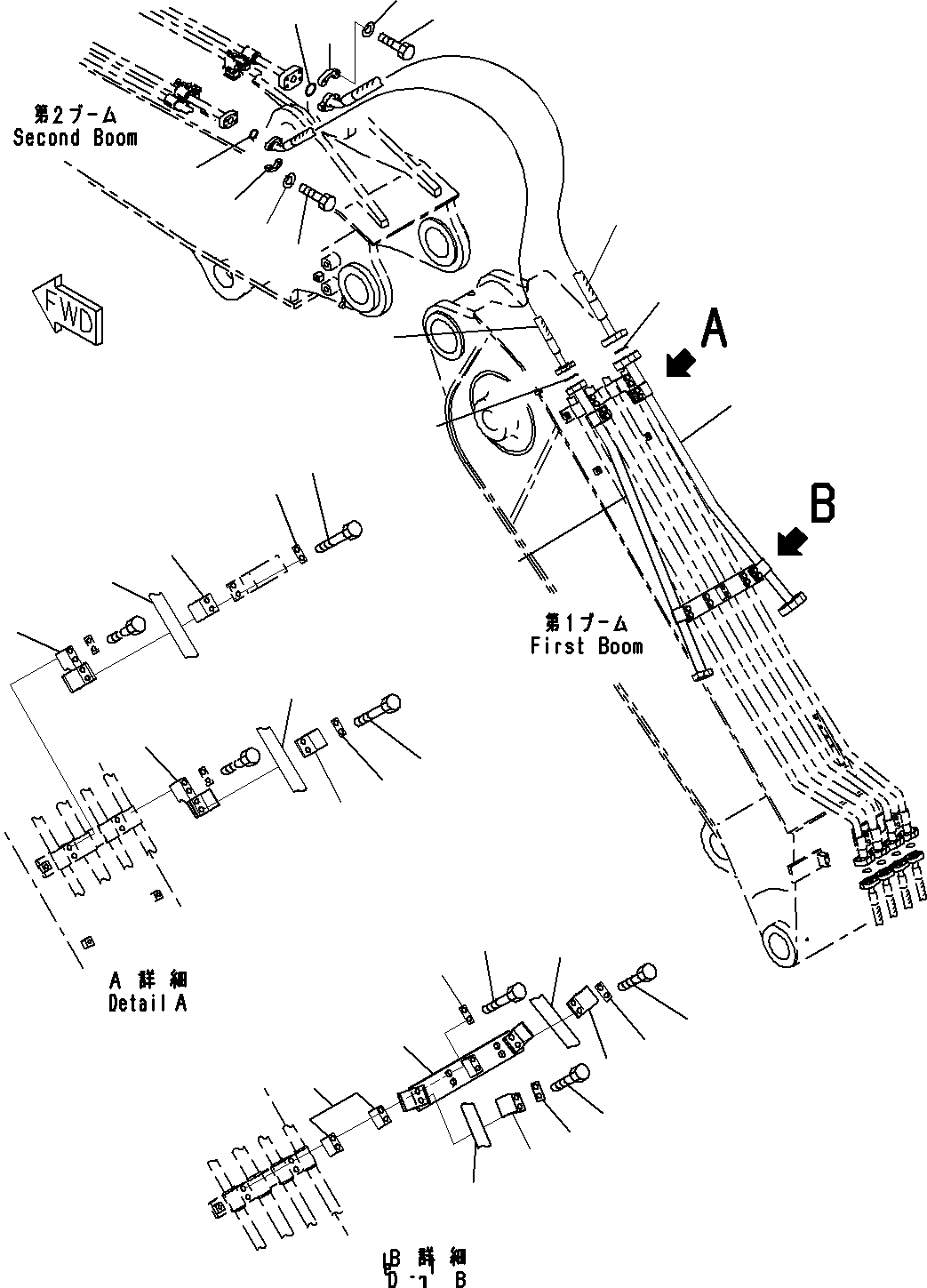 Схема запчастей Komatsu PC290NLC-8K - СТРЕЛА (-ЧАСТИ) (ДЛЯ MACHINE С -ДОПОЛН. АКТУАТОР КОНТУР) (/) T РАБОЧЕЕ ОБОРУДОВАНИЕ