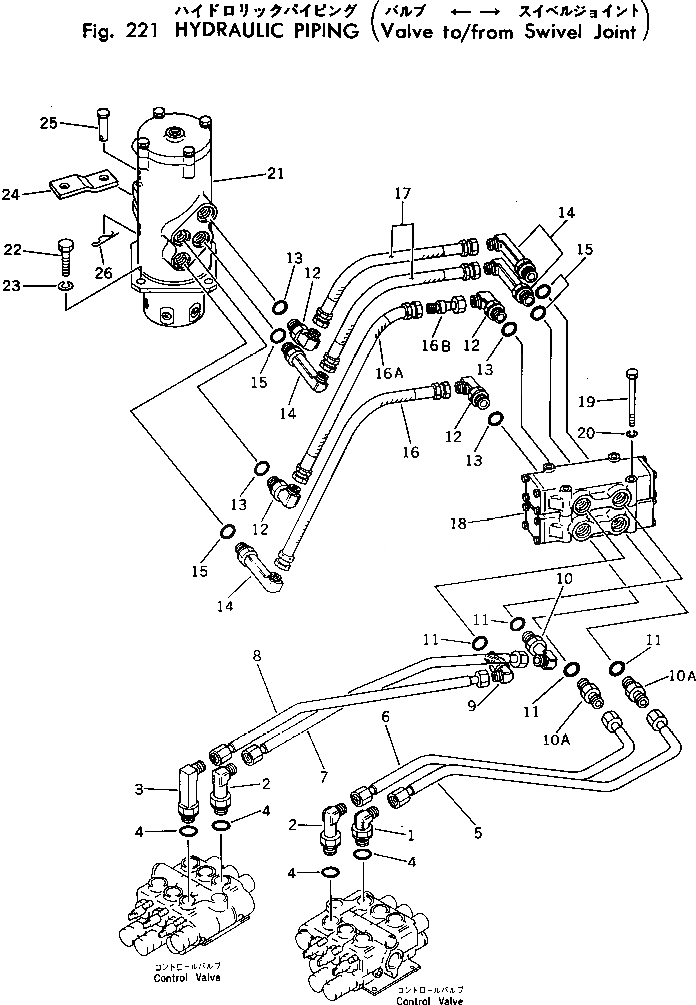 Схема запчастей Komatsu PC30-1 - ГИДРОЛИНИЯ (КЛАПАН TO/FROM ПОВОРОТНОЕ СОЕДИНЕНИЕ) ХОД И КОНЕЧНАЯ ПЕРЕДАЧА