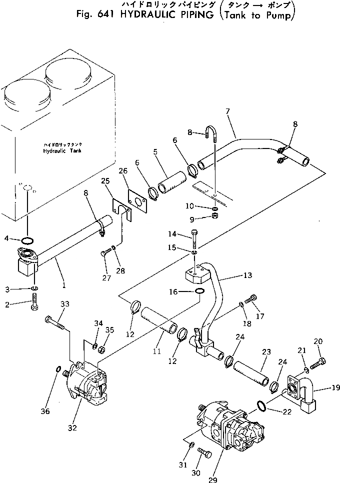 Схема запчастей Komatsu PC30-1 - ГИДРОЛИНИЯ (ИЗ БАКА В НАСОС) ГИДРАВЛИКА