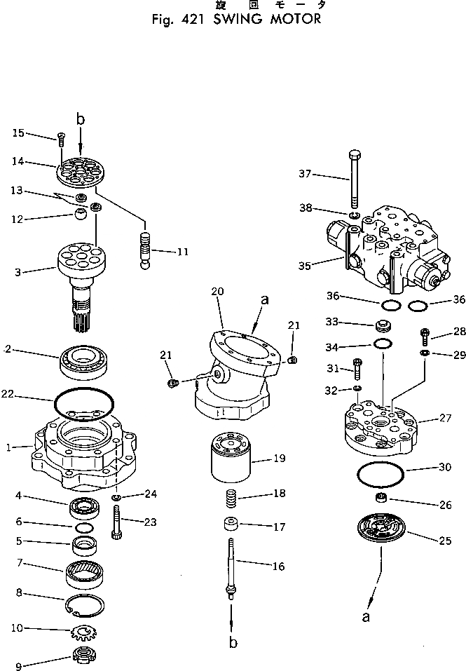 Схема запчастей Komatsu PC30-3 - МОТОР ПОВОРОТА ПОВОРОТН. СИСТЕМА