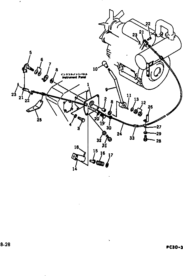 Схема запчастей Komatsu PC30-3 - РЫЧАГ УПРАВЛ-Я ПОДАЧЕЙ ТОПЛИВА (СПЕЦ-Я TBG) ОПЦИОННЫЕ КОМПОНЕНТЫ