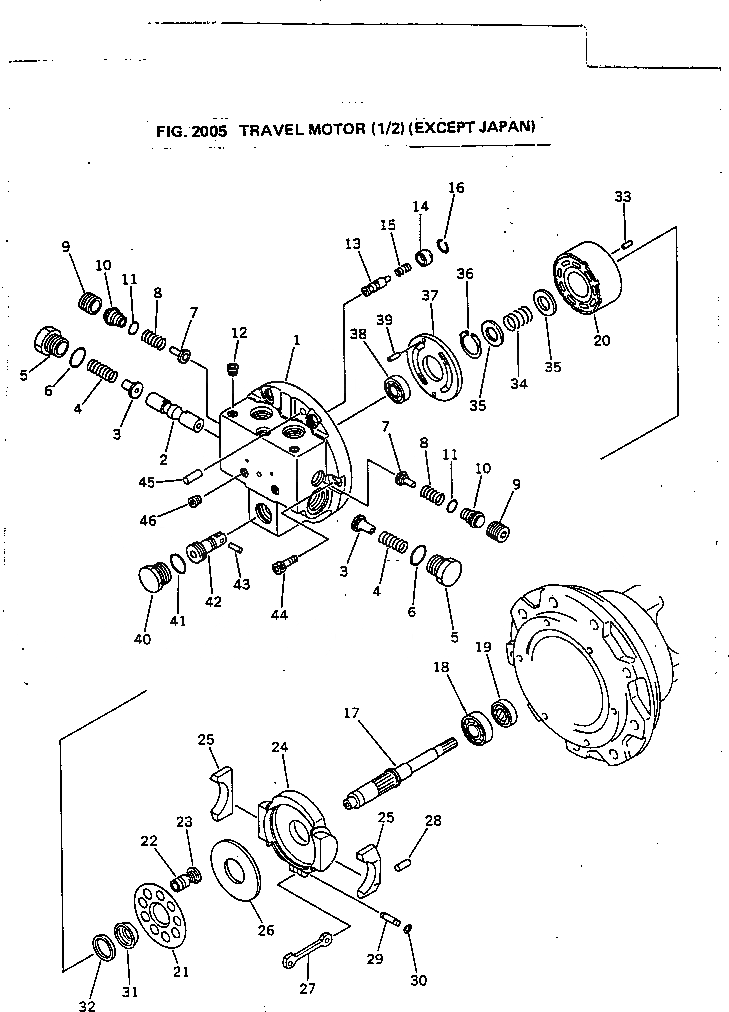 Схема запчастей Komatsu PC30-5 - МОТОР ХОДА (/) (КРОМЕ ЯПОН.) ХОД И КОНЕЧНАЯ ПЕРЕДАЧА