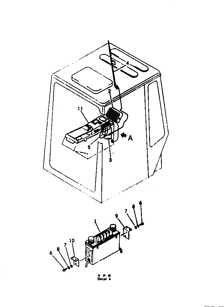 Схема запчастей Komatsu PC30-5 - РАДИО ОСНОВНАЯ РАМА И КАБИНА