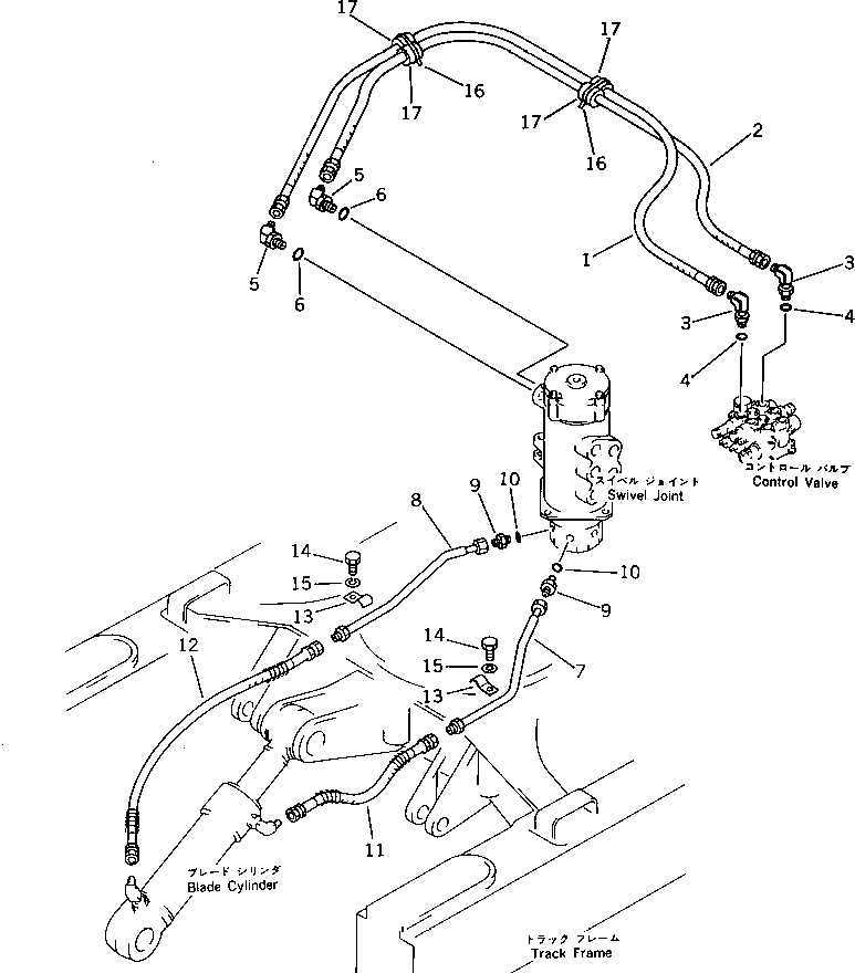 Схема запчастей Komatsu PC30-5 - ГИДРОЛИНИЯ (КЛАПАН TO/FROM ЦИЛИНДР ОТВАЛА) УПРАВЛ-Е РАБОЧИМ ОБОРУДОВАНИЕМ