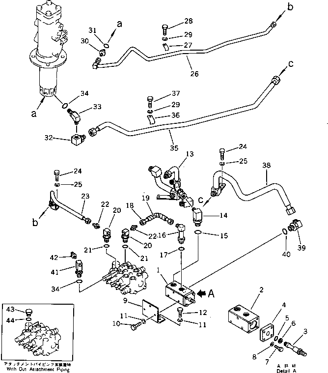 Схема запчастей Komatsu PC30-5 - HYD. ТРУБЫ (КЛАПАН - ПОВОРОТНОЕ СОЕДИНЕНИЕ) (США СПЕЦ-Я.) (W.НАВЕСН.ОБОРУДP.) МАРКИРОВКА¤ ИНСТРУМЕНТ И РЕМКОМПЛЕКТЫ
