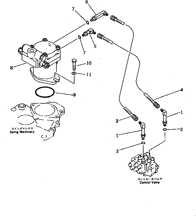Схема запчастей Komatsu PC30-6 - ГИДРОЛИНИЯ (МОТОР ПОВОРОТА ЛИНИЯ) (ДЛЯ I.S.O. PATTERN) (КРОМЕ ЯПОН.) УПРАВЛ-Е РАБОЧИМ ОБОРУДОВАНИЕМ