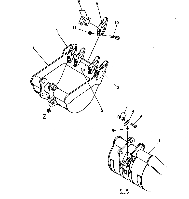 Схема запчастей Komatsu PC30-6 - КОВШ .M (MINI .8M) ШИР. MM¤ С КРЮК¤ КРОМЕ ЯПОН. РАБОЧЕЕ ОБОРУДОВАНИЕ
