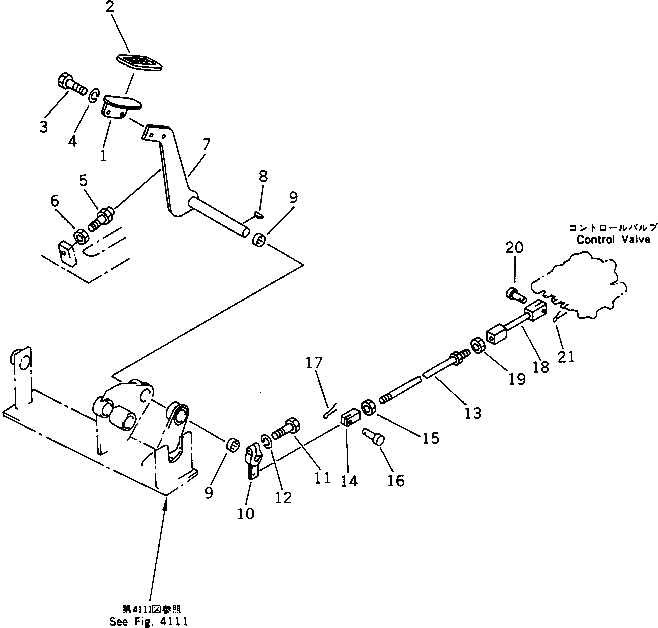 Схема запчастей Komatsu PC30-6 - ПЕДАЛЬ СКОРОСТИ (ДЛЯ ЯПОН.) СИСТЕМА УПРАВЛЕНИЯ И ОСНОВНАЯ РАМА