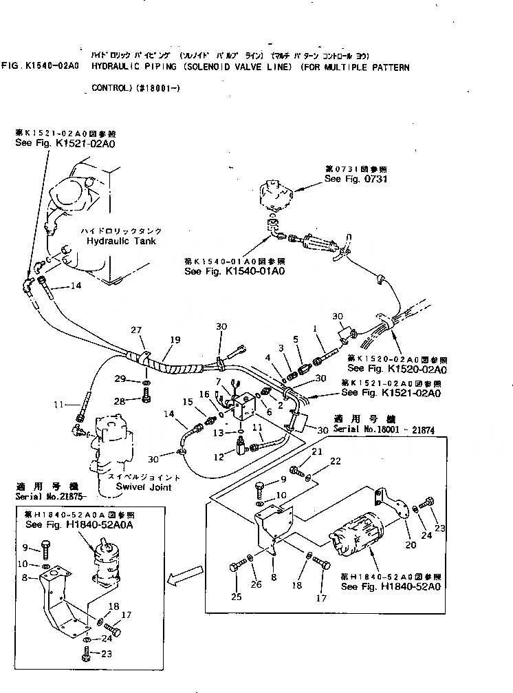 Схема запчастей Komatsu PC30-7 - ГИДРОЛИНИЯ (СОЛЕНОИДНЫЙ КЛАПАН ЛИНИЯ) (ДЛЯ MULTIPLE PATTERN   УПРАВЛ-Е) КАБИНА ОПЕРАТОРА И СИСТЕМА УПРАВЛЕНИЯ