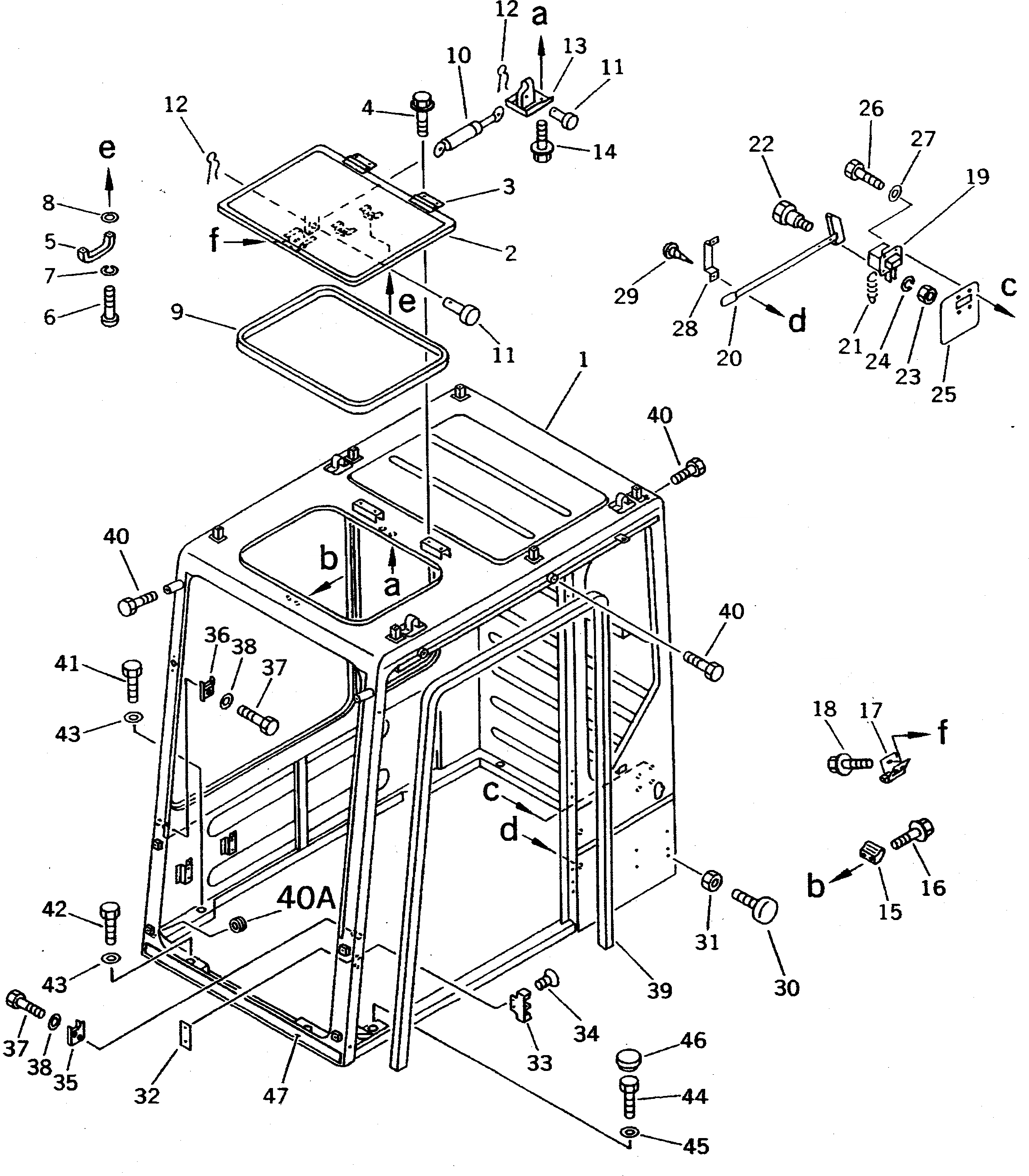 Схема запчастей Komatsu PC300 - КАБИНА (/7) (КАБИНА) (ДЛЯ США И CANADA)(№-) ЧАСТИ КОРПУСА