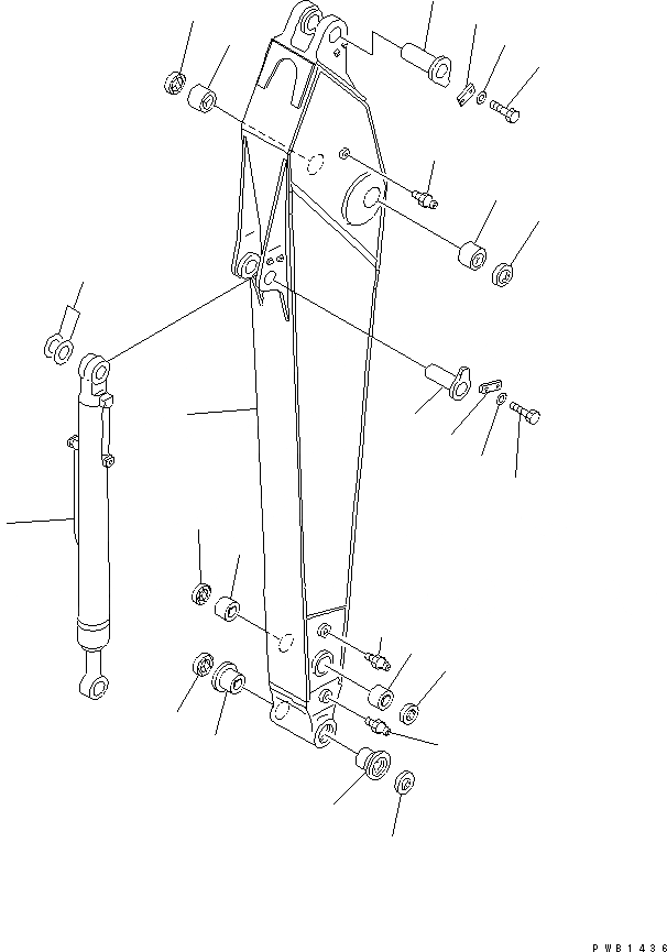 Схема запчастей Komatsu PC300-6Z - РУКОЯТЬ (.M) (УСИЛ.) (РУКОЯТЬ И ЦИЛИНДР КОВША) РАБОЧЕЕ ОБОРУДОВАНИЕ