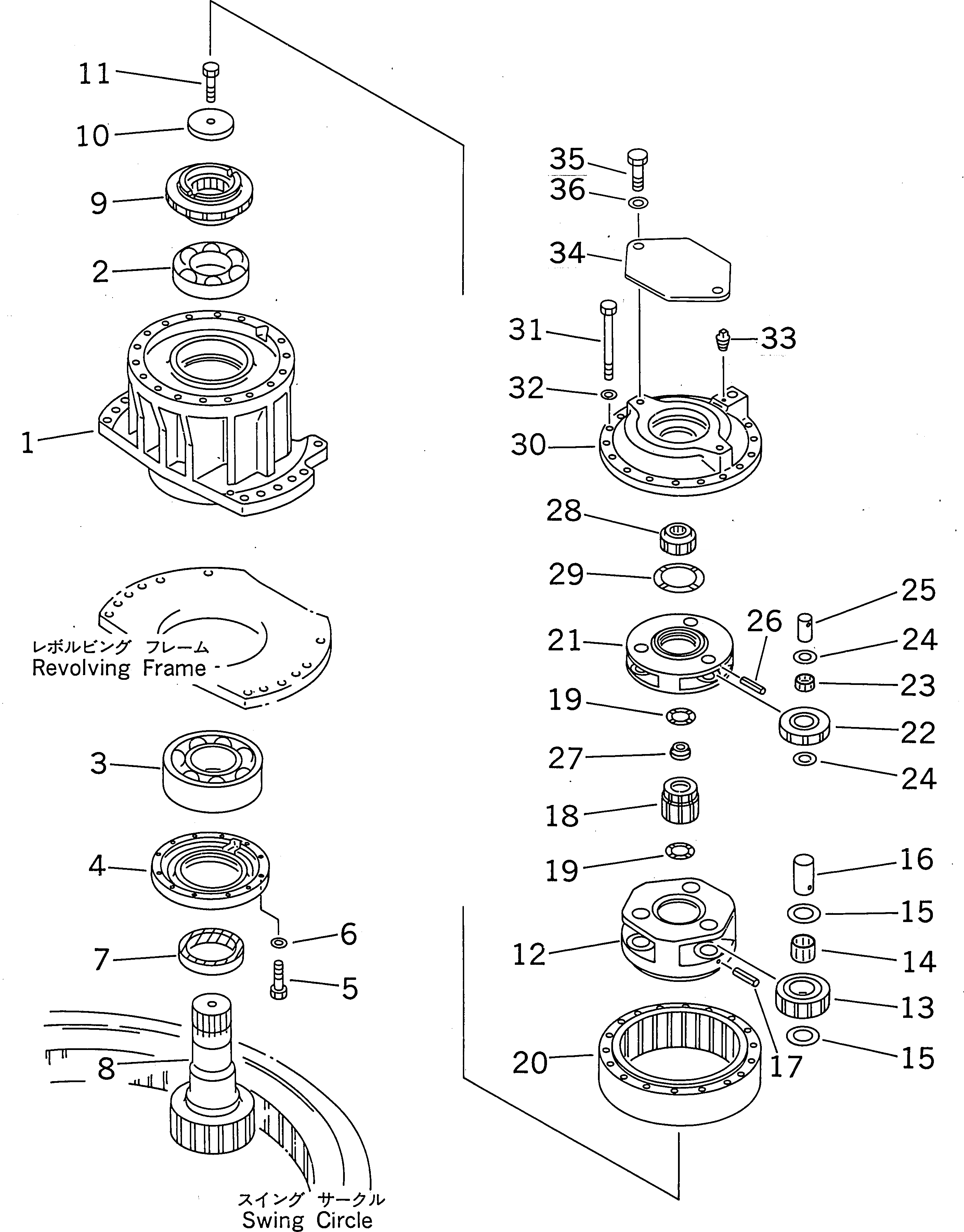 Схема запчастей Komatsu PC300-6Z - МЕХАНИЗМ ПОВОРОТА В СБОРЕ (ЗАПЧАСТИ ДЛЯ ОБСЛУЖ-Я)(№-999) ОСНОВН. КОМПОНЕНТЫ И РЕМКОМПЛЕКТЫ