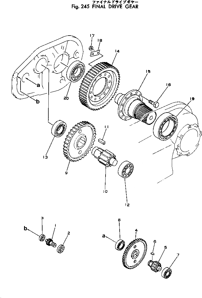 Схема запчастей Komatsu PC300-1 - КОНЕЧНАЯ ПЕРЕДАЧА И ВАЛ ХОД И КОНЕЧНАЯ ПЕРЕДАЧА