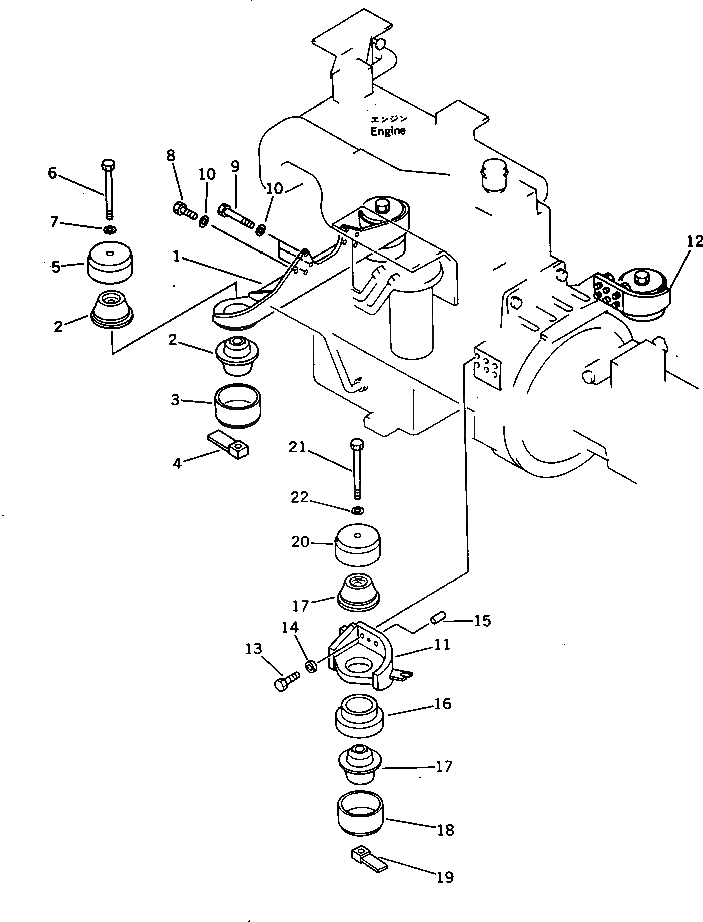 Схема запчастей Komatsu PC300-3 - КРЕПЛЕНИЕ ДВИГАТЕЛЯ КОМПОНЕНТЫ ДВИГАТЕЛЯ И ЭЛЕКТРИКА