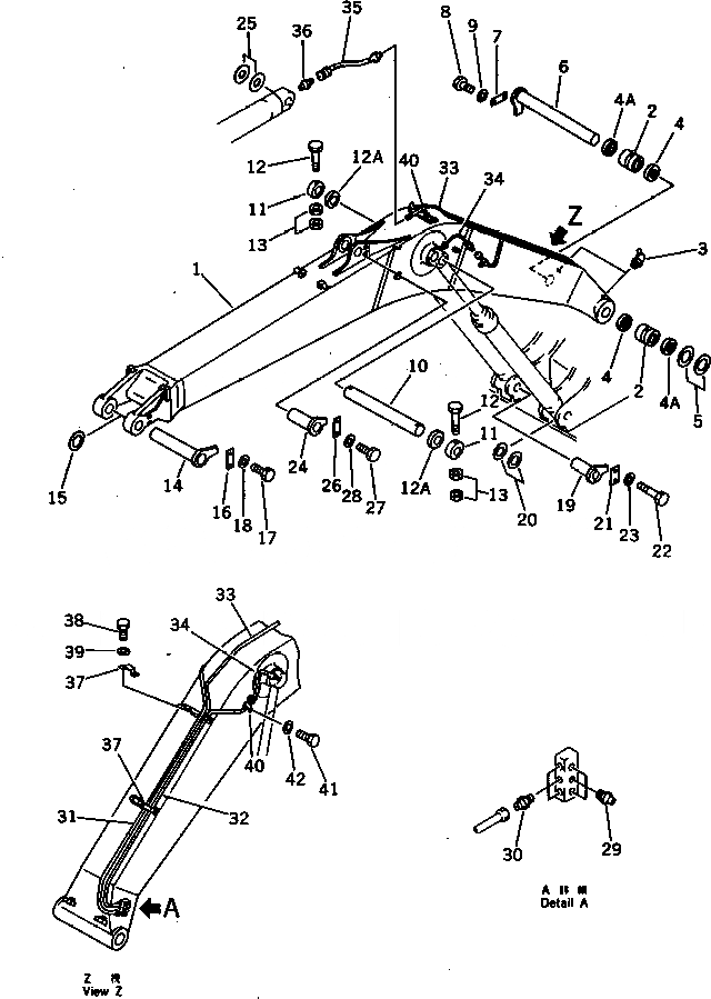Схема запчастей Komatsu PC300-3 - СТРЕЛА РАБОЧЕЕ ОБОРУДОВАНИЕ
