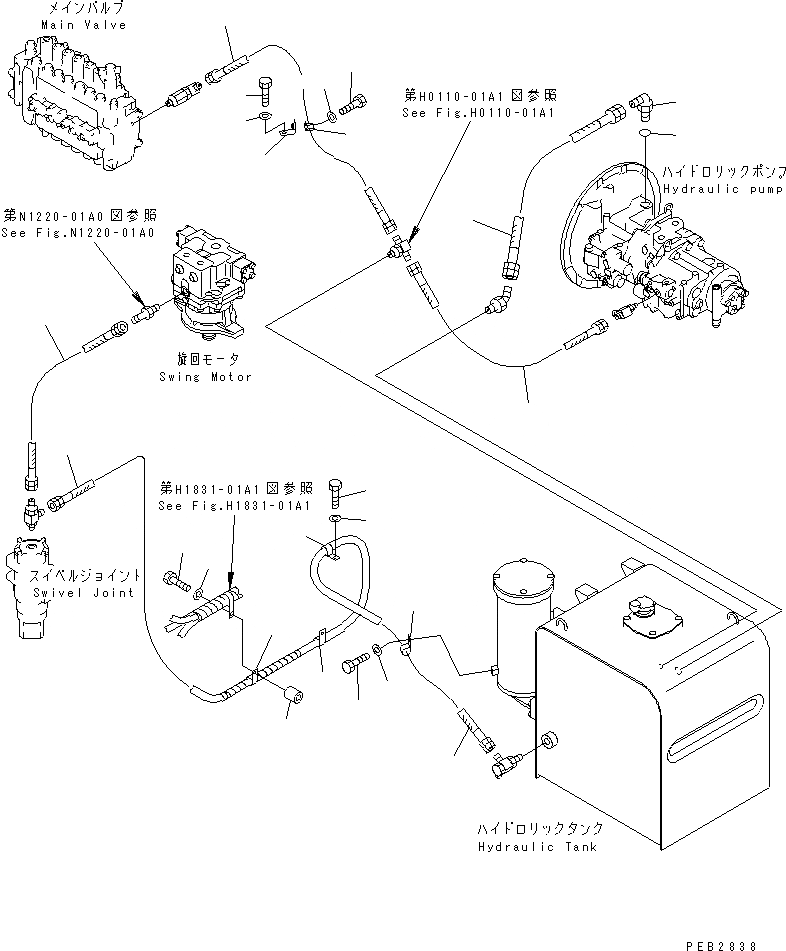 Схема запчастей Komatsu PC300-6Z - ВОЗВРАТН. ЛИНИИ(№9-999) ГИДРАВЛИКА