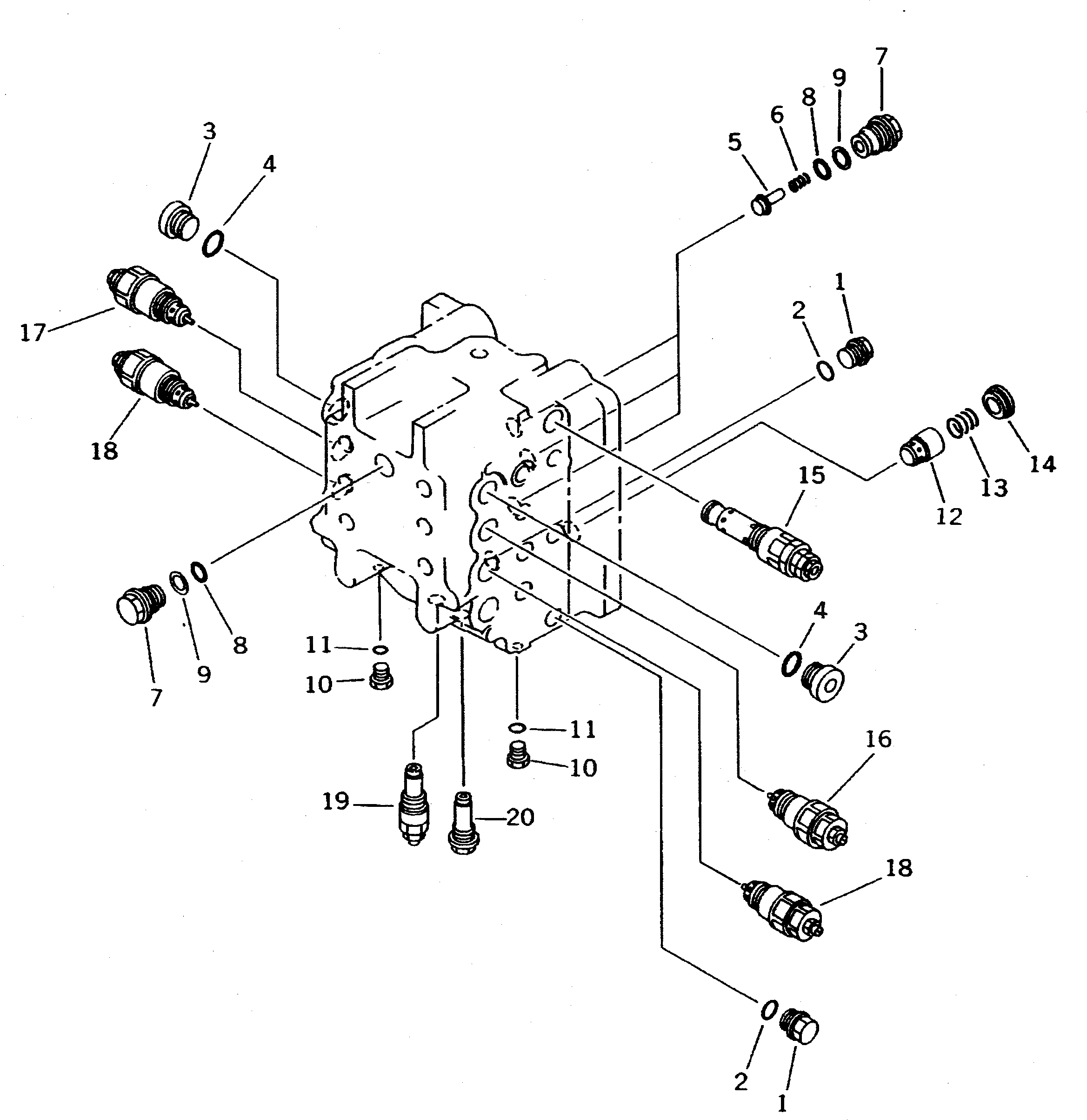 Схема запчастей Komatsu PC300-5C - УПРАВЛЯЮЩ. КЛАПАН (/7) УПРАВЛ-Е РАБОЧИМ ОБОРУДОВАНИЕМ