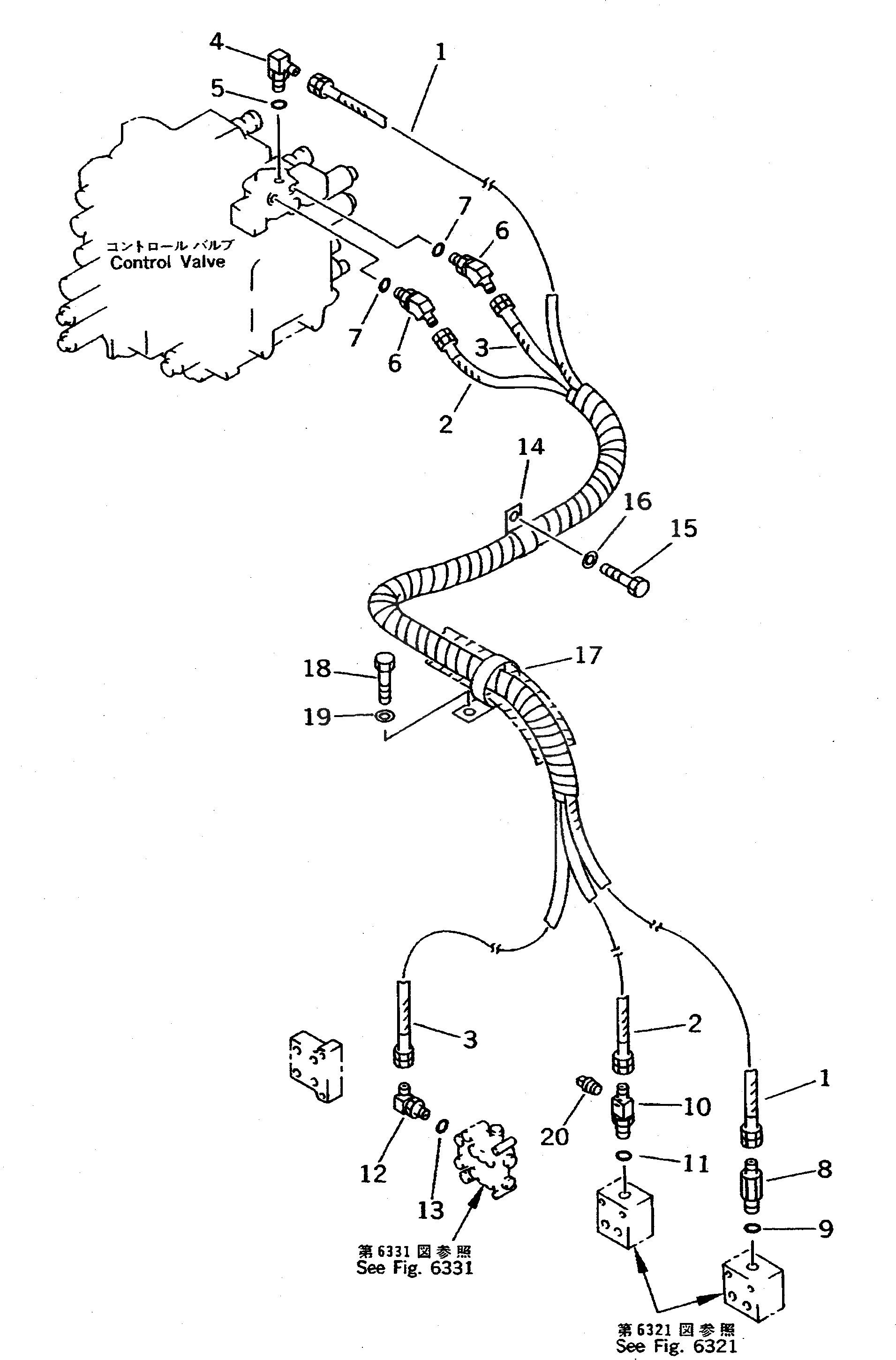 Схема запчастей Komatsu PC300-5C - P.P.C. КЛАПАН ТРУБЫ (РАСПРЕДЕЛИТ. КЛАПАН TO/FROM ХОД РАСПРЕДЕЛИТ. КЛАПАН) УПРАВЛ-Е РАБОЧИМ ОБОРУДОВАНИЕМ