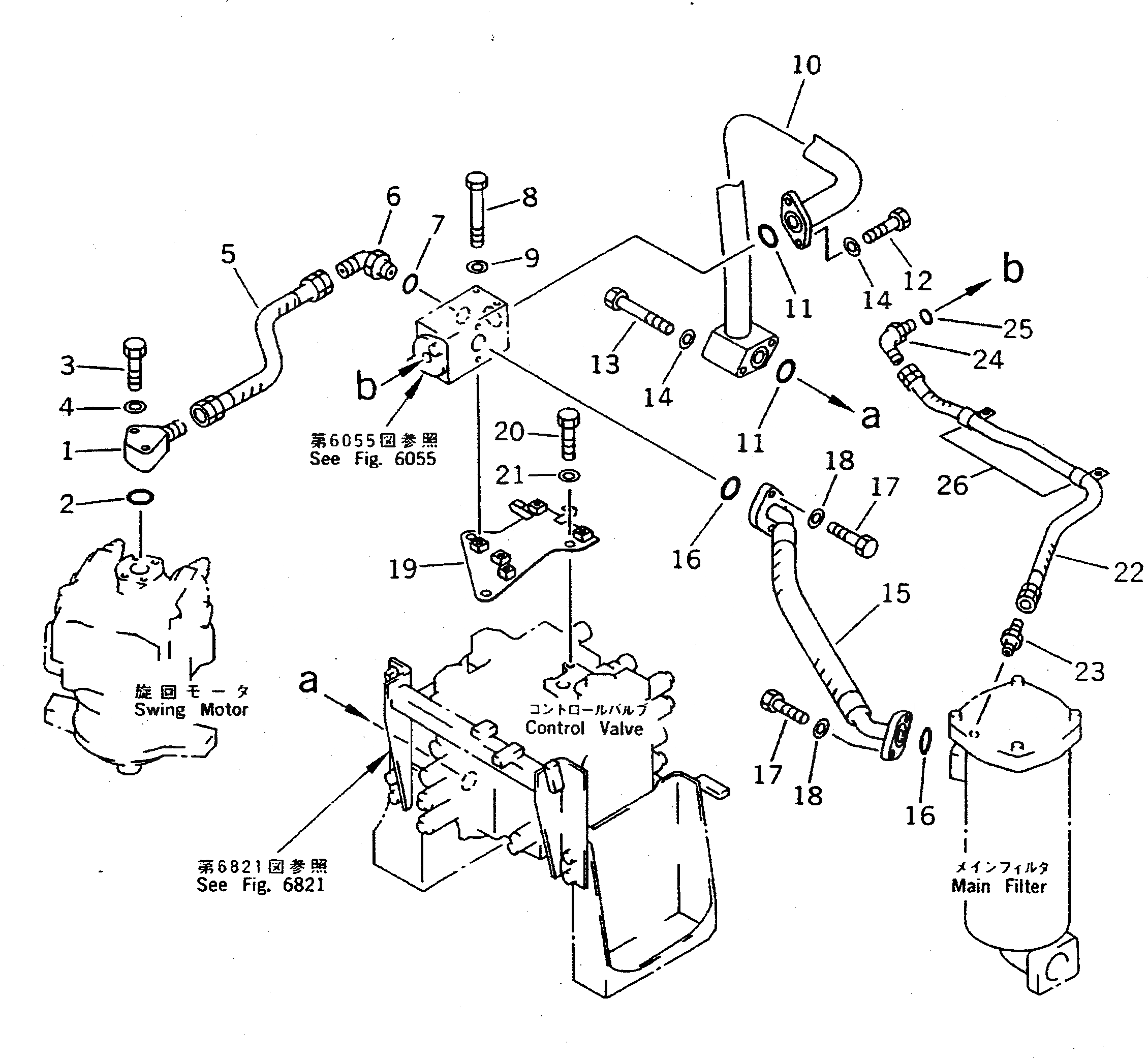 Схема запчастей Komatsu PC300-5C - ВОЗВРАТ. ТРУБЫ УПРАВЛ-Е РАБОЧИМ ОБОРУДОВАНИЕМ