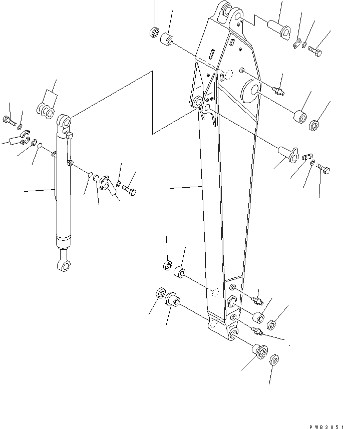 Схема запчастей Komatsu PC300-6 - РУКОЯТЬ (.M) (РУКОЯТЬ И ЦИЛИНДР КОВША) (С АВТОМАТИЧ. СМАЗКОЙ)    (ДЛЯ COMPONENT) РАБОЧЕЕ ОБОРУДОВАНИЕ