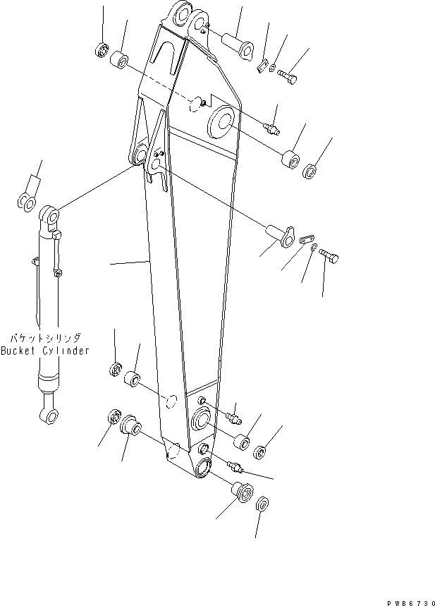 Схема запчастей Komatsu PC300-6 - РУКОЯТЬ (.M) (УСИЛ.) (РУКОЯТЬ) РАБОЧЕЕ ОБОРУДОВАНИЕ