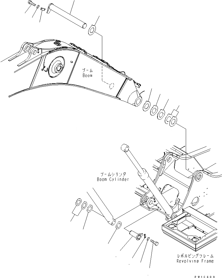 Схема запчастей Komatsu PC300-7-AA - СТРЕЛА НИЖН. ПАЛЕЦ ОСНОВНАЯ РАМА И ЕЕ ЧАСТИ
