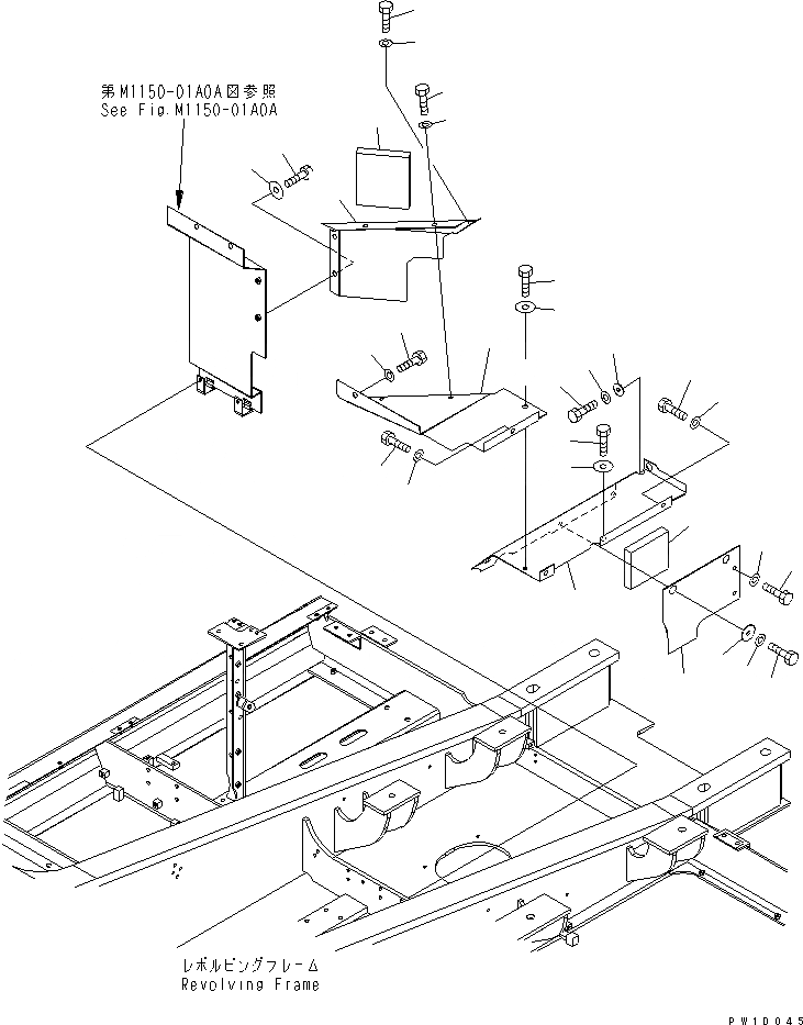 Схема запчастей Komatsu PC300-7-AA - ПЕРЕГОРОДКА. (КАБИНА) (НАСОС )(№-) ЧАСТИ КОРПУСА