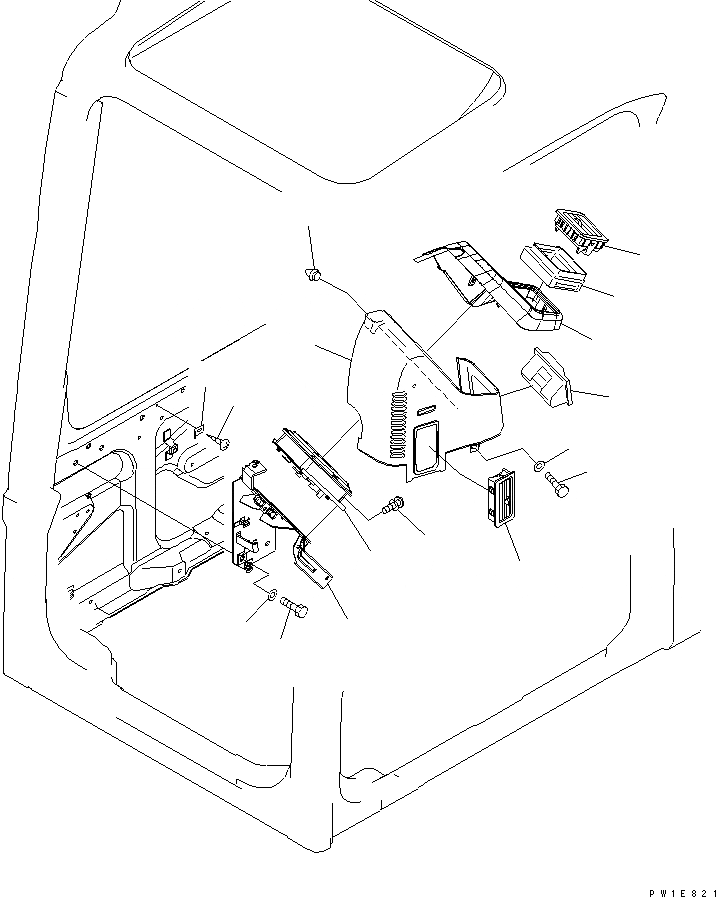 Схема запчастей Komatsu PC300-7 - КАБИНА (СИСТЕМА МОНИТОРА) (MULTI МОНИТОР) (БЕЗ КОНДИЦ. ВОЗДУХА И ОБОГРЕВАТЕЛЬ.)(№-) КАБИНА ОПЕРАТОРА И СИСТЕМА УПРАВЛЕНИЯ