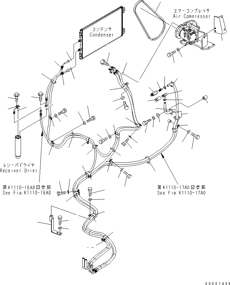 Схема запчастей Komatsu PC300-7 - КОНДИЦ. ВОЗДУХА (ШЛАНГИ)(№7-) КАБИНА ОПЕРАТОРА И СИСТЕМА УПРАВЛЕНИЯ
