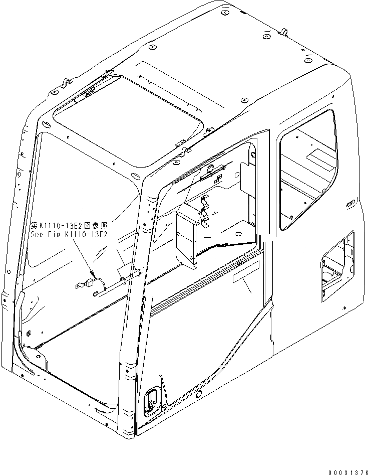 Схема запчастей Komatsu PC300-7 - ОСНОВН. КОНСТРУКЦИЯ (КАБИНА) (КРЕПЛЕНИЕ И ПЛАСТИНЫ) (БЕЗ КОНДИЦ. ВОЗДУХА)(№-) КАБИНА ОПЕРАТОРА И СИСТЕМА УПРАВЛЕНИЯ
