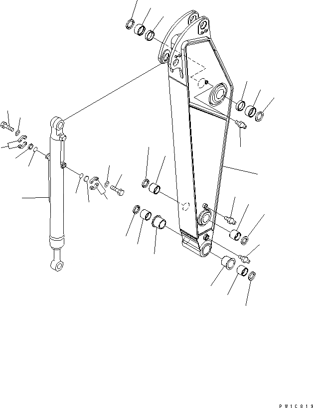 Схема запчастей Komatsu PC300-7 - РУКОЯТЬ (.M) (ДЛЯ COMPONENT)(№-8) РАБОЧЕЕ ОБОРУДОВАНИЕ